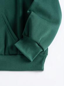 Flirla 加大码圣诞印花袋鼠口袋保暖卫衣 - 綠色 - 查看 5