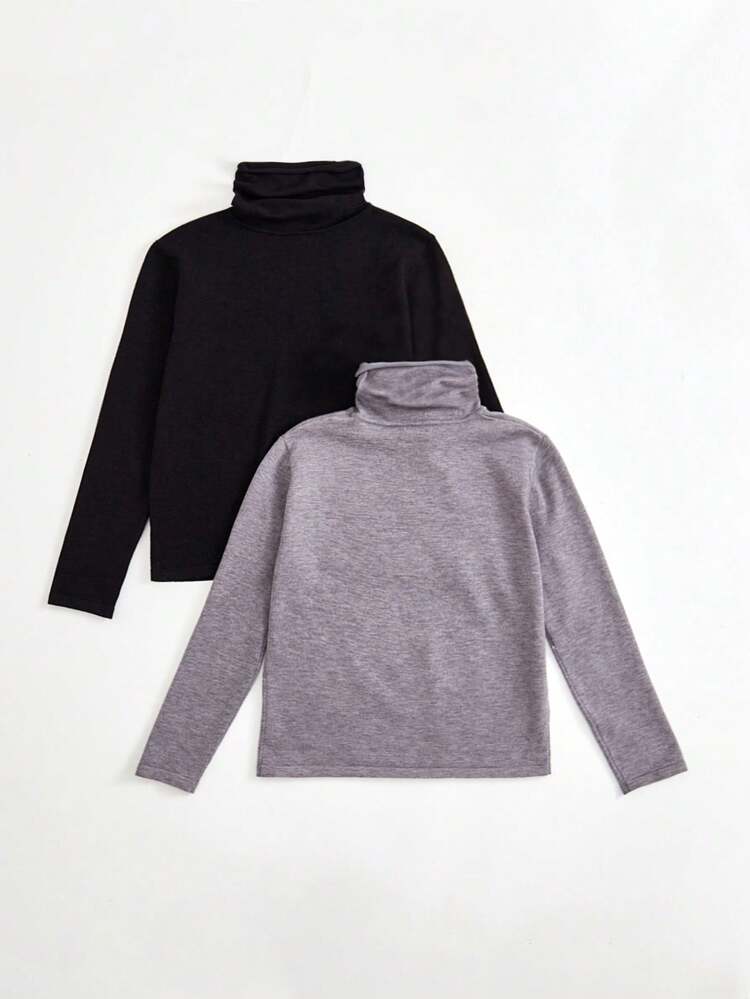 Girls' Long Sleeve Turtleneck Sweater Pullover Two Piece Set