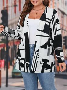 SHEIN Franclia Hơn In Địa lý Mở Mặt trước áo - màu đen - Xem 3