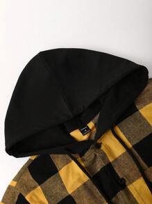 Manfinity Hypemode Men Buffalo Plaid Print Drawstring Hooded Shirt Without Tee - Yellow - View 4