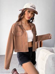 SHEIN EZwear Drop Shoulder Jacke mit Nietendetails