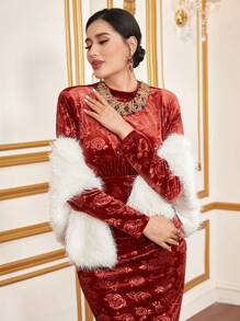 Modelyn 1pc Solid Fuzzy Cape Coat - White - View 7