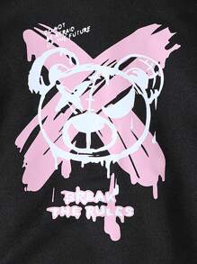 SHEIN Bebé niña Cazadora con estampado de letra de dos tonos con pantalones deportivos - Multicolor - Ver 7