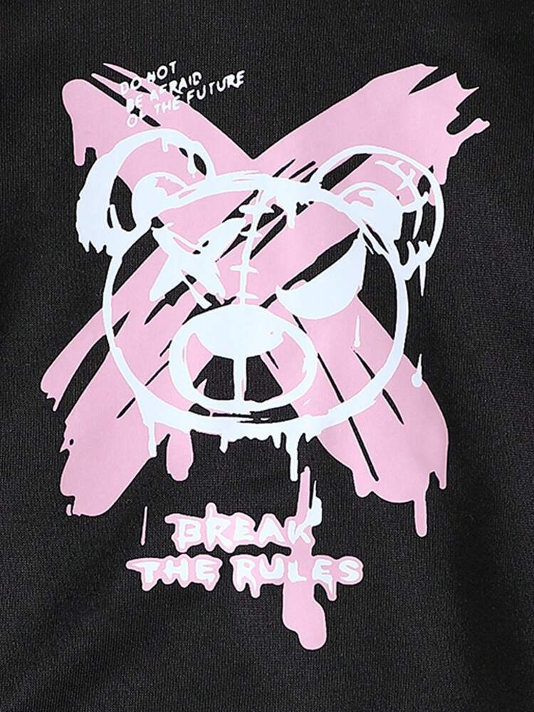 Baby Girl Letter Graphic Two Tone Jacket & Sweatpants