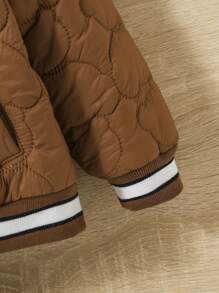 SHEIN 男嬰字母刺繡條紋飾邊衍縫外套 - 彩色 - 查看 3