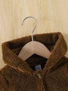 Đứa bé gái Viền tương phản áo có mũ Áo Teddy Jackets
   & Quần - Cà phê nâu - Xem 4