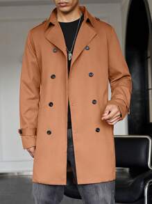 Manfinity Homme Men Double Breasted Trench Coat - Brown - View 3