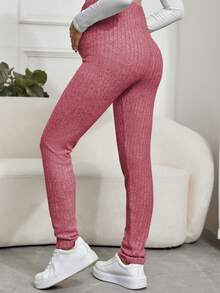 SHEIN Thai sản Vòng eo có thể điều chỉnh Gân đan Xà cạp - Đỏ - Xem 2