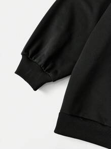 SHEIN EZwear 大碼人像圖案落肩袖運動衫