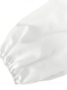 SHEIN Unity Áo crop top tay đèn lồng nhún ngực thanh lịch dành cho nữ, màu trơn đơn giản, cổ tim, áo cánh đi làm thường ngày - trắng - Xem 3