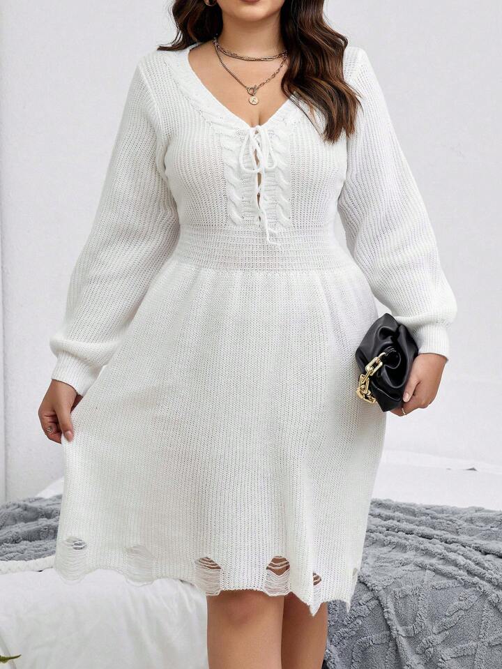 Plus size ripped sweater dress store