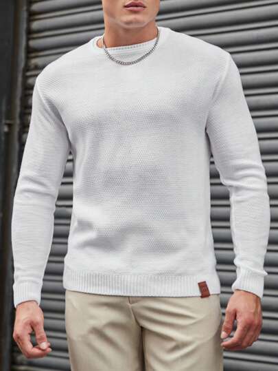 EURMUSE Men Solid Round Neck Sweater