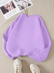 INAWLY Solid Thermal Lined Sweatshirt,Long Sleeve Tops Graduation,Back To School Outfits,Graduation,Teacher Outfits For Women,Back To School Pullover Fall Outfit - Mauve Purple - View 2