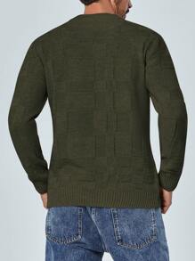 RueChic Men Solid Round Neck Sweater - Khaki - View 2