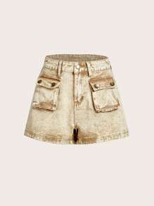 SHEIN BAE 有蓋口袋牛仔短褲