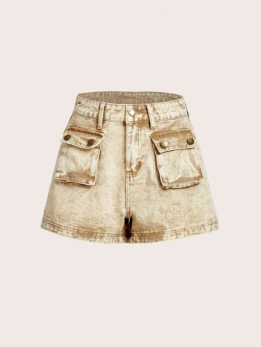 SHEIN BAE 有蓋口袋牛仔短褲