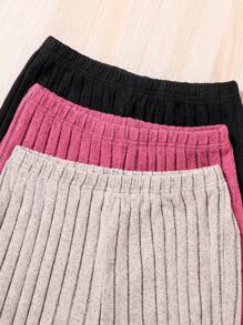 Tween Girl Casual All-Match Multicolor 3pcs/Set Straight Leg Pants Outfit - Multicolor - View 3