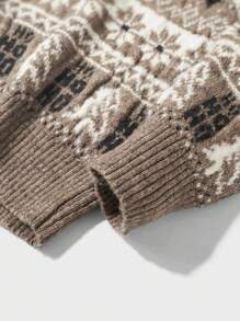 EURMUSE Men Christmas Pattern Sweater - Brown - View 6