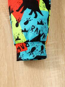 男童标语图案卫衣和恐龙印花运动裤 - 黑色 - 查看 7