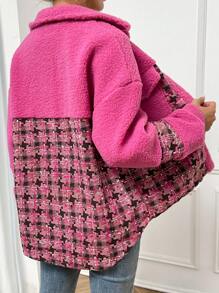 Chiquease 格紋圖案落肩袖絨毛外套 - 彩色 - 查看 2