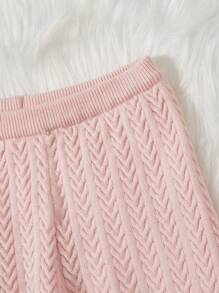 SHEIN Young Girl Solid Cable Knit Sweater Pants