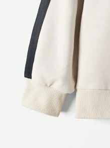 RueChic Tween Boy Letter Graphic Contrast Tape Hoodie - White - View 4