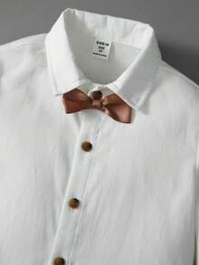 Young Boy Bow Front Shirt & Plaid Waistcoat & Pants - Multicolor - View 7