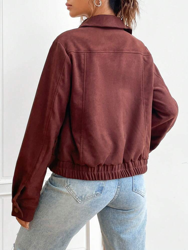 Letter Embroidery Zip Up Jacket
