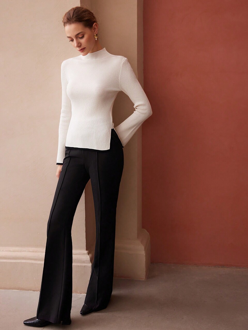 MOTF WOOL-BLEND CONTRAST CUFF SWEATER