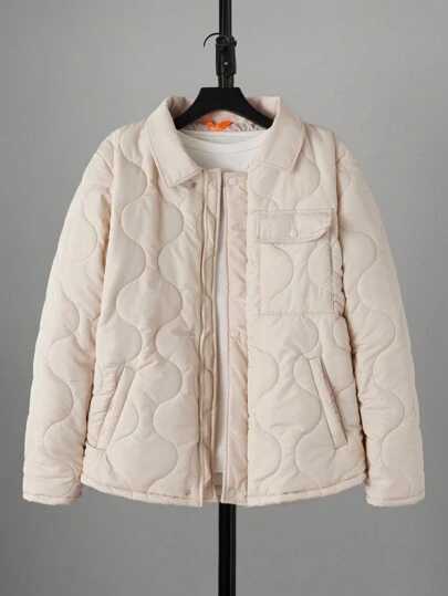 RueChic Männer Gesteppter Mantel mit Pattentasche, Drop Shoulder ohne Sweatshirt