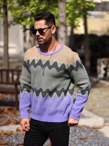 Manfinity Homme Men Colorblock Sweater - Multicolor - View 3