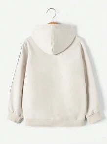 RueChic Tween Boy Letter Graphic Contrast Tape Hoodie - White - View 2