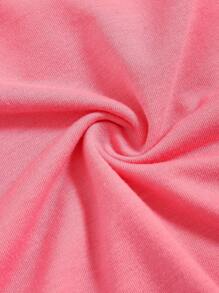 SHEIN EZwear Plus Solid Scoop Neck Tee - Hot Pink - View 4