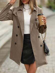 SHEIN Clasi 雙排釦腰帶風衣外套