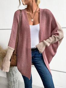 SHEIN Clasi Áo khoác cardigan tay cánh dơi hai tông màu - Nhiều màu - Xem 1