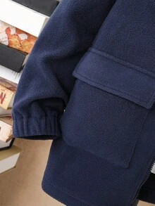 男童连帽保暖内衬外套（带翻盖口袋） - 藏蓝色 - 查看 5