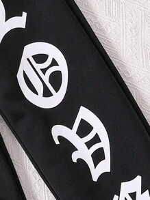 SHEIN Cô gái Tween Đồ họa Chữ cái Eo đàn hồi Quần thể thao - màu đen - Xem 5