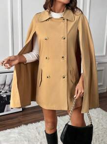 Chiquease 斗篷袖雙排釦腰帶風衣外套