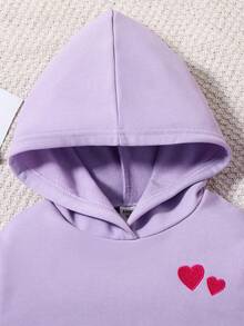 SHEIN 女童两件套心形刺绣卫衣 - 彩色 - 查看 3