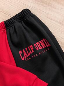 SHEIN 女大童雙色字母圖案連帽衫和運動褲 - 彩色 - 查看 4