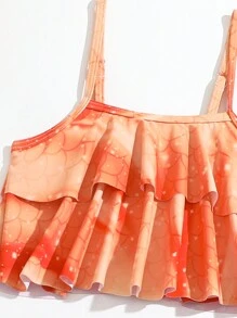 Young Girl Cute Mermaid Style Bikini Set 3pcs Set For Summer Summer Beach - Multicolor - View 6