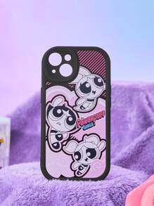 The Powerpuff Girls | ROMWE 1pc Letter Cartoon Graphic TPU Phone Case Compatible With IPhone - Black - View 1