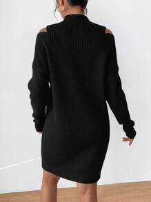SHEIN Unity de cuello alto de hombros caídos Jersey & tejido Vestido