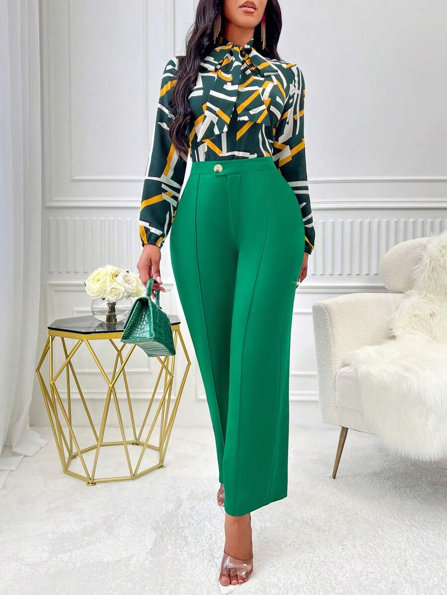 SHEIN Slayr Solid Wide Leg Pants - Green - View 1