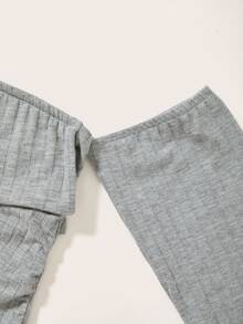 SHEIN Unity Vestido ajustado de hombros descubiertos fruncido - Gris - Ver 3