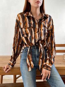 DAZY In Toàn bộ Thả vai Túi có nắp Áo sơ mi - màu nâu - Xem 5