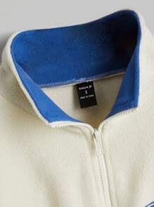 Liamashurst Dragonfly Embroidery Drop Shoulder Half Zip Sweatshirt - Beige - View 3