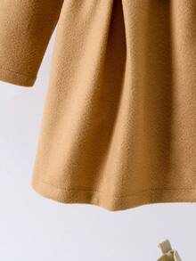 SHEIN 女小童誇大領口腰帶花呢外套 - 駝色 - 查看 7