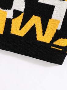 男小童字母圖案套頭毛衣 - 黑色 - 查看 4