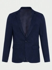 RueChic Men Lapel Collar Single Button Blazer
